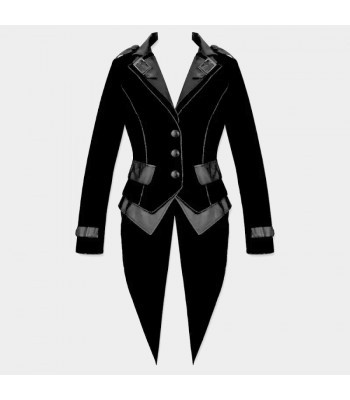 Men's Gothic Victorian Black Velvet Tailcoat